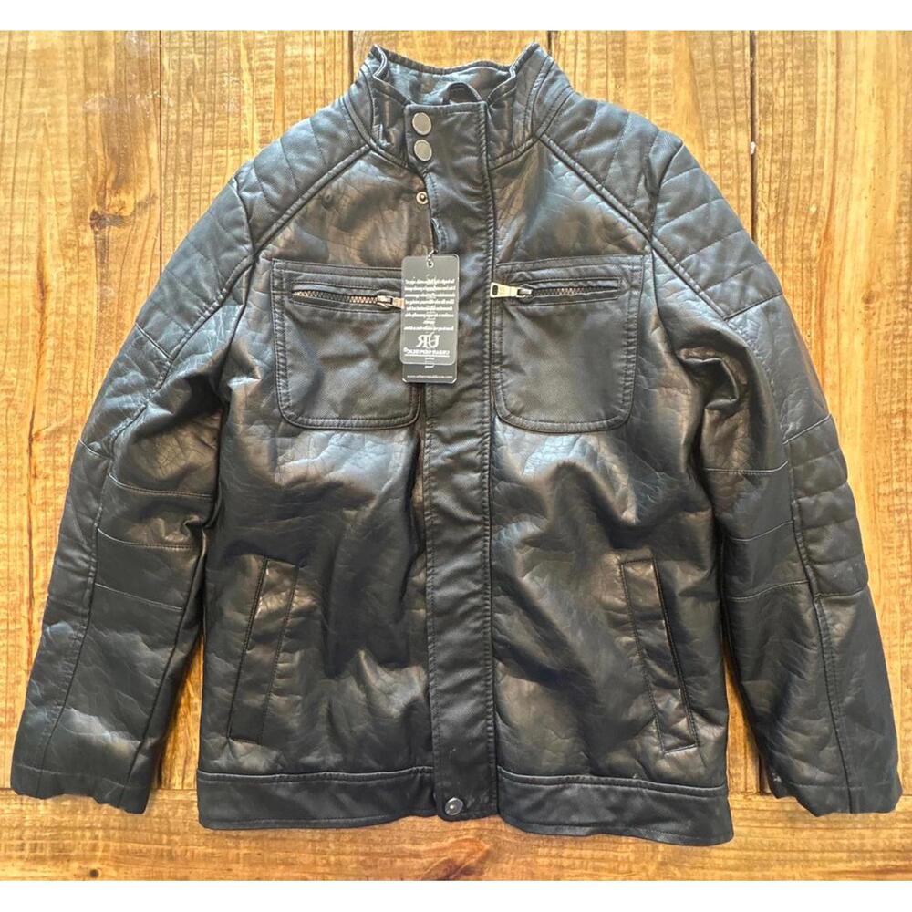 New vintage Urban Republic Black Faux Leather Jacket Size L Boys Size 14 16